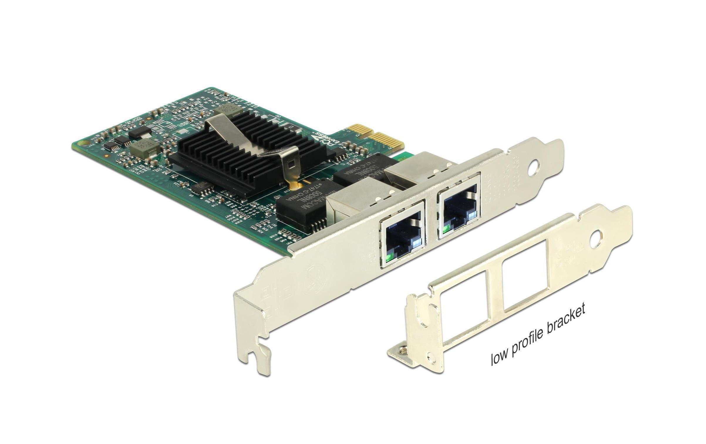 Netzwerkkarte 2x1Gbps, PCI-Express x1 Intel 82576 ChipsetDelock PCI Express Karte zu 2 x Gigabit LAN