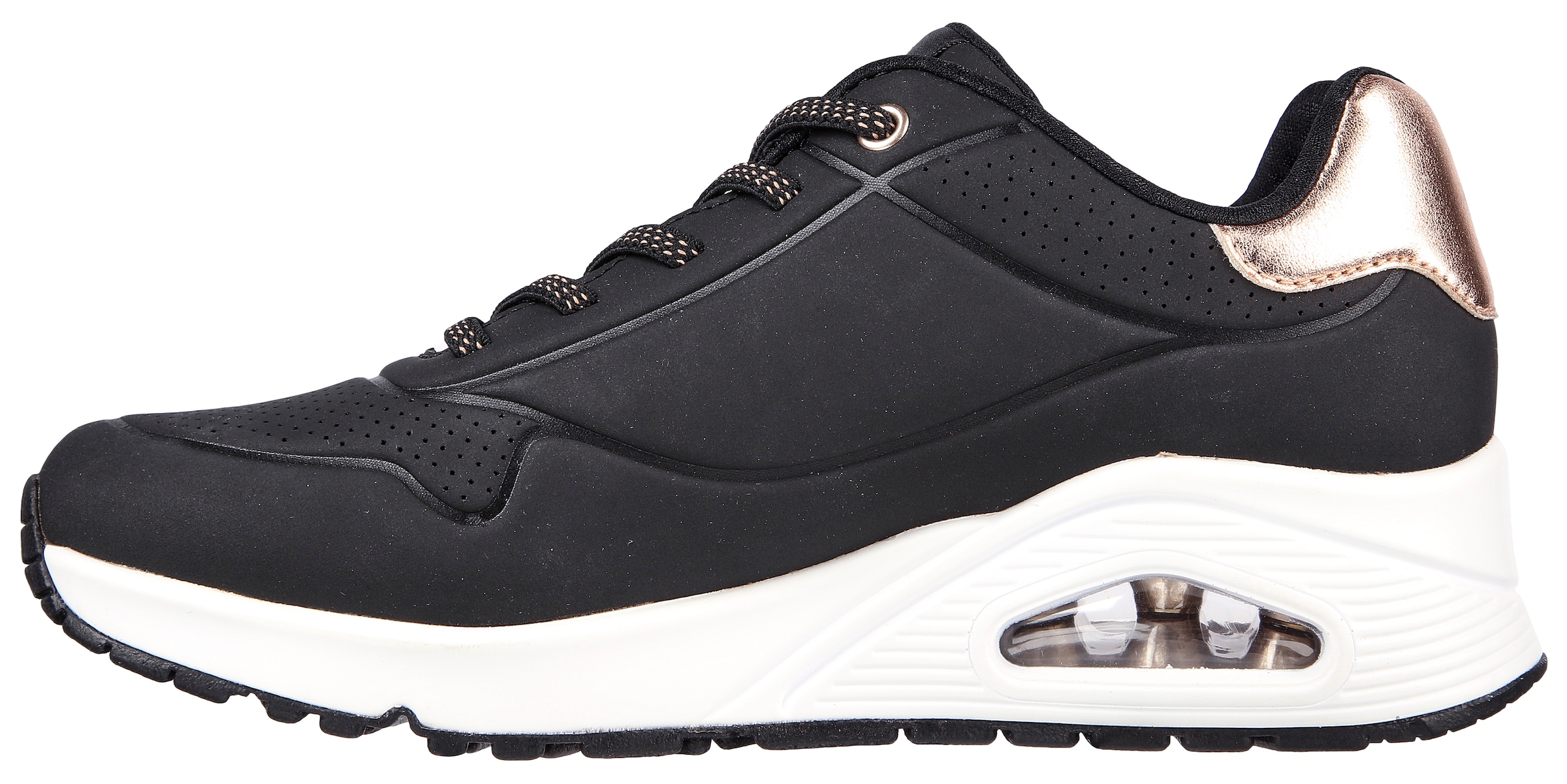Skechers Slip-On Sneaker »UNO SHIMMER AWAY«  Slipper, Freizeitschuh, Plateausneaker mit modischem Keilabsatz