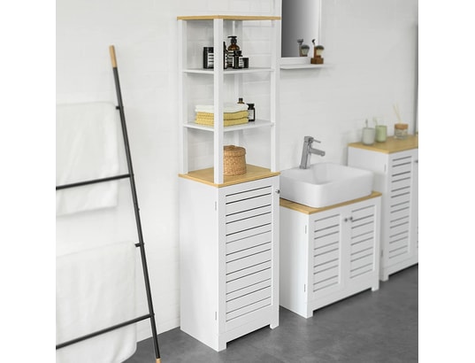 SOBUY - Bzr43-w meuble colonne de salle de bain armoire haute meuble...