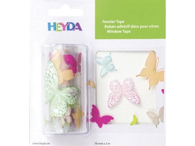 Heyda Fensterbild  Butterflies 1 Stück, Rosa/Mint/Pink/Grün Klebeband Schmetterlinge