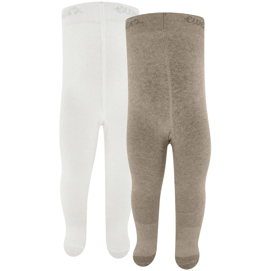 Ewers Strumpfhose 2er-Pack Uni weißdunkelbeige