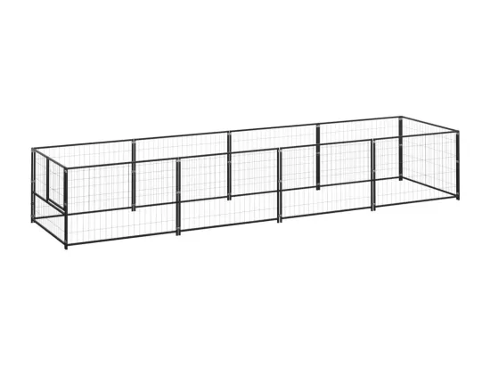 Chenil extérieur cage enclos noire 400 x 100 x 70 cm 02_0000530