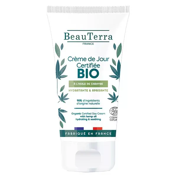 Creme de dia Beauterra com cânhamo orgânico e aloe vera 50ml
