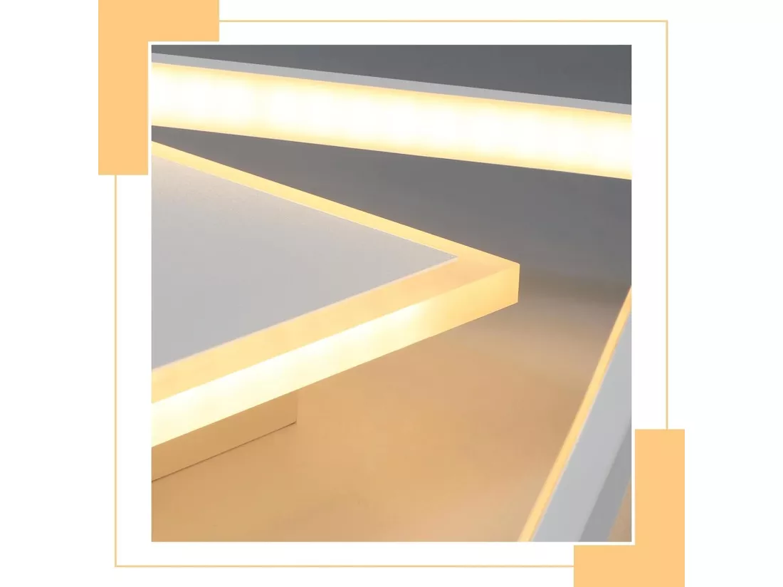 NETTLIFE Plafonnier LED réglable 44W, blanc, design carré, avec télécommande, 44x40cm