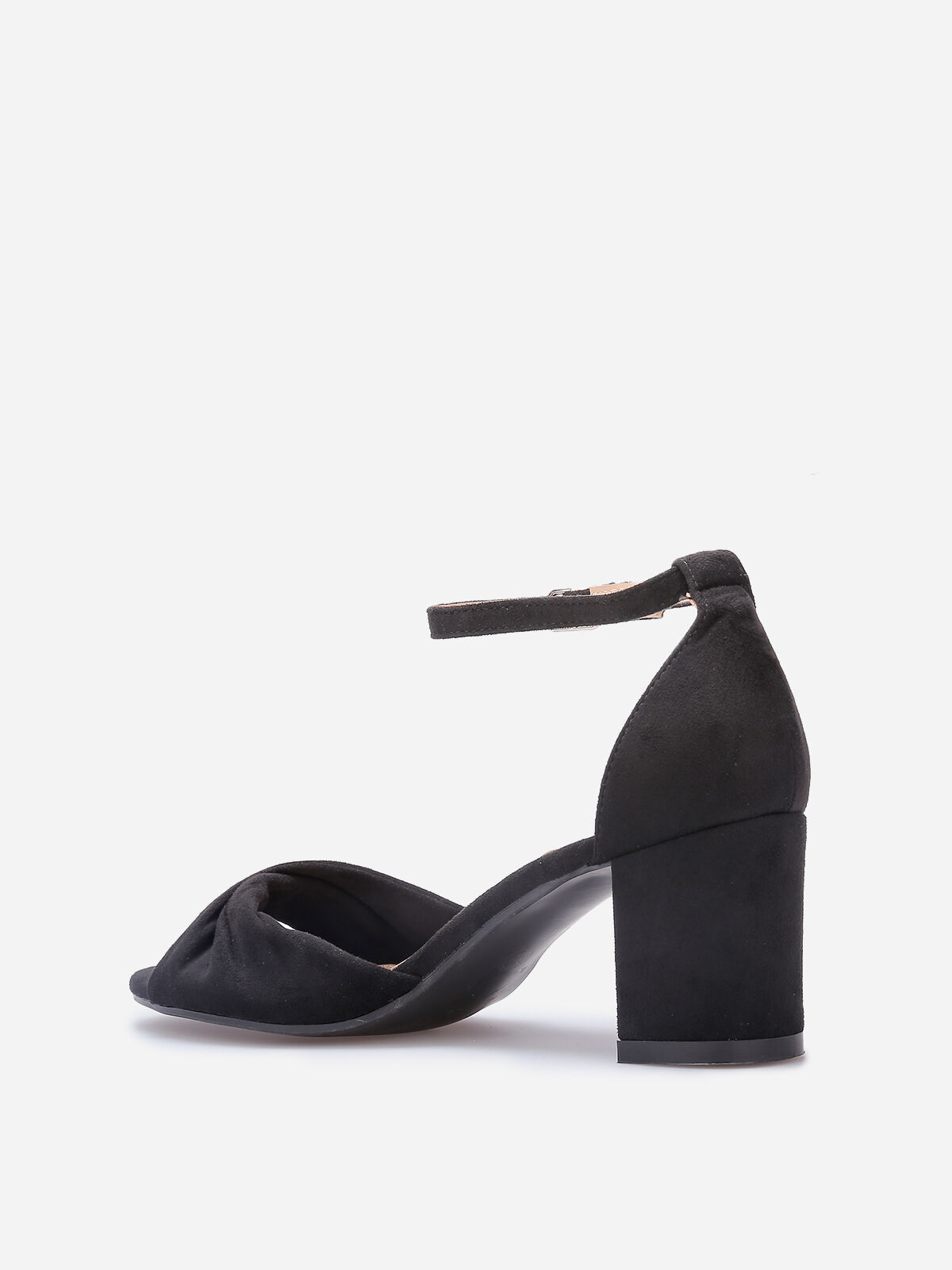 Sandales en suédine à bride effet nouée- Noir
