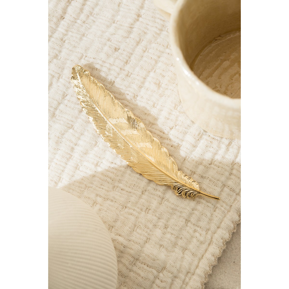 broche plume doré à l'or fin - PHÉBÉ