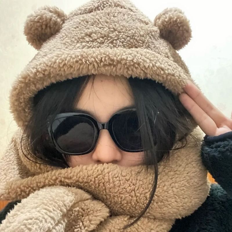 HATHOT - Ear Teddy Hooded Sjaal