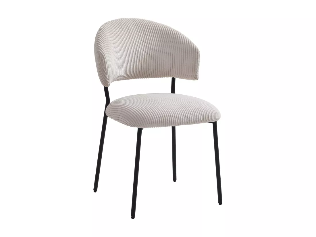 Lot de 2 chaises en velours côtelé et métal noir - Beige - ALAYIS
