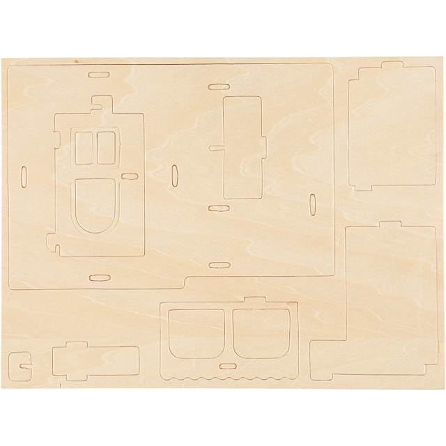 3D Konstruksjonsfigur, Hus med hveranda, str. 22,5x16x17,5, 1 stk.
