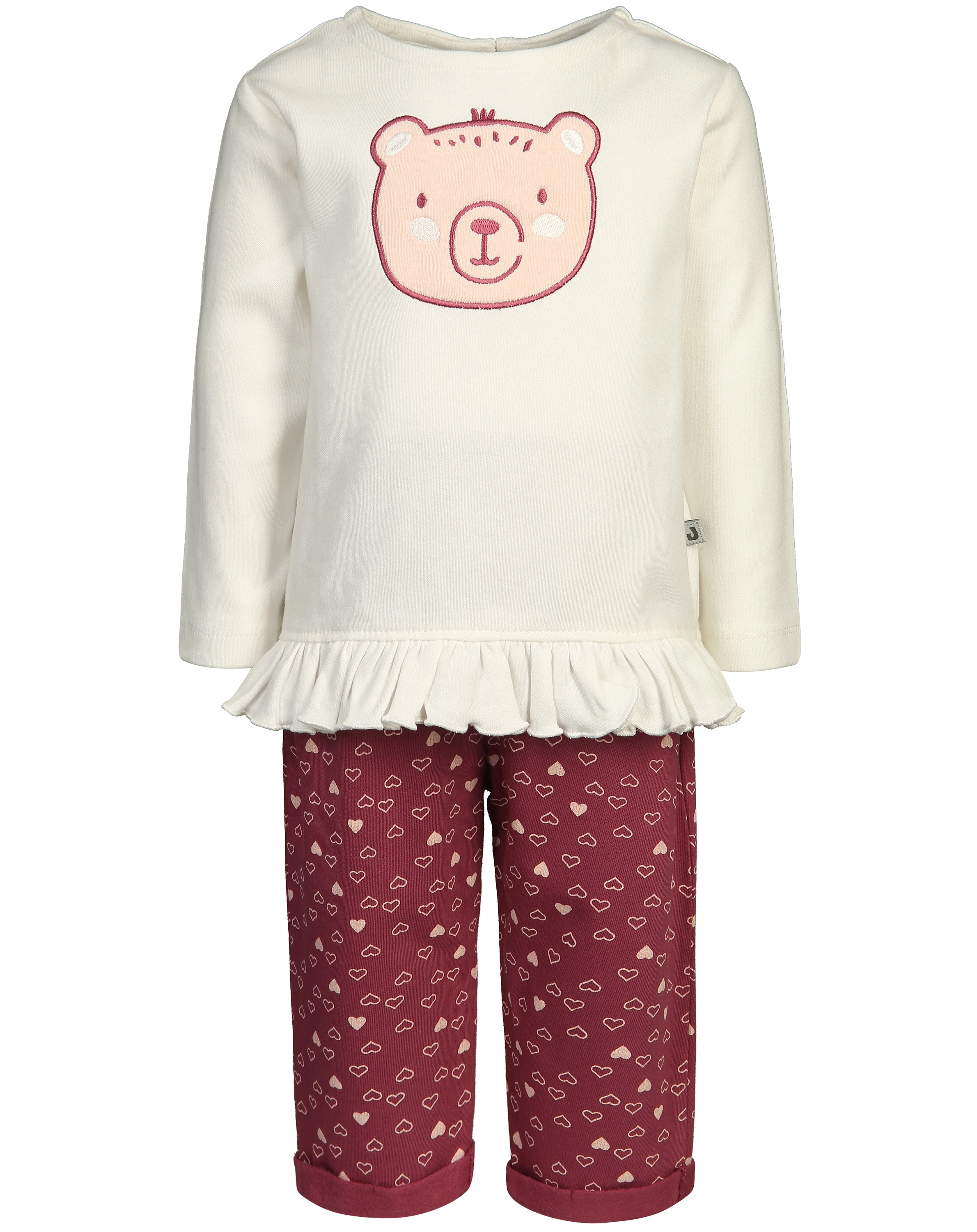 Langarmshirt LOVELY BEAR mit Hose in weiß
