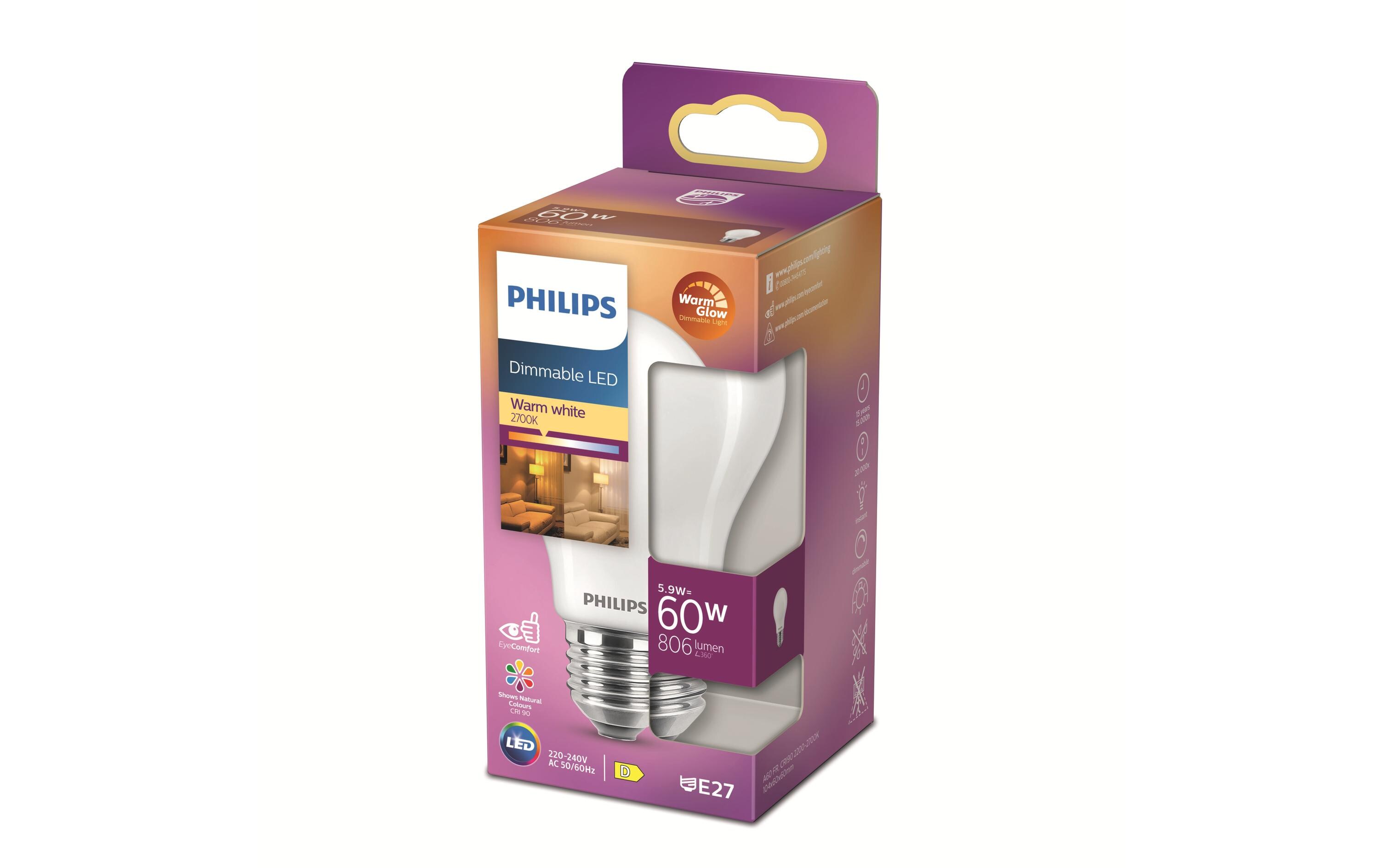 Lampe LEDcla 60W E27 A60 FR WGD90 WarmweissWarmweisses LED-Leuchtmittel A60 mit mattem Glas