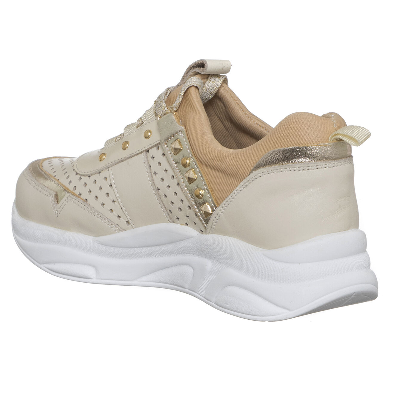 Patrizia Pepe Sneakers en Cuir & Toile Melia beige/rose