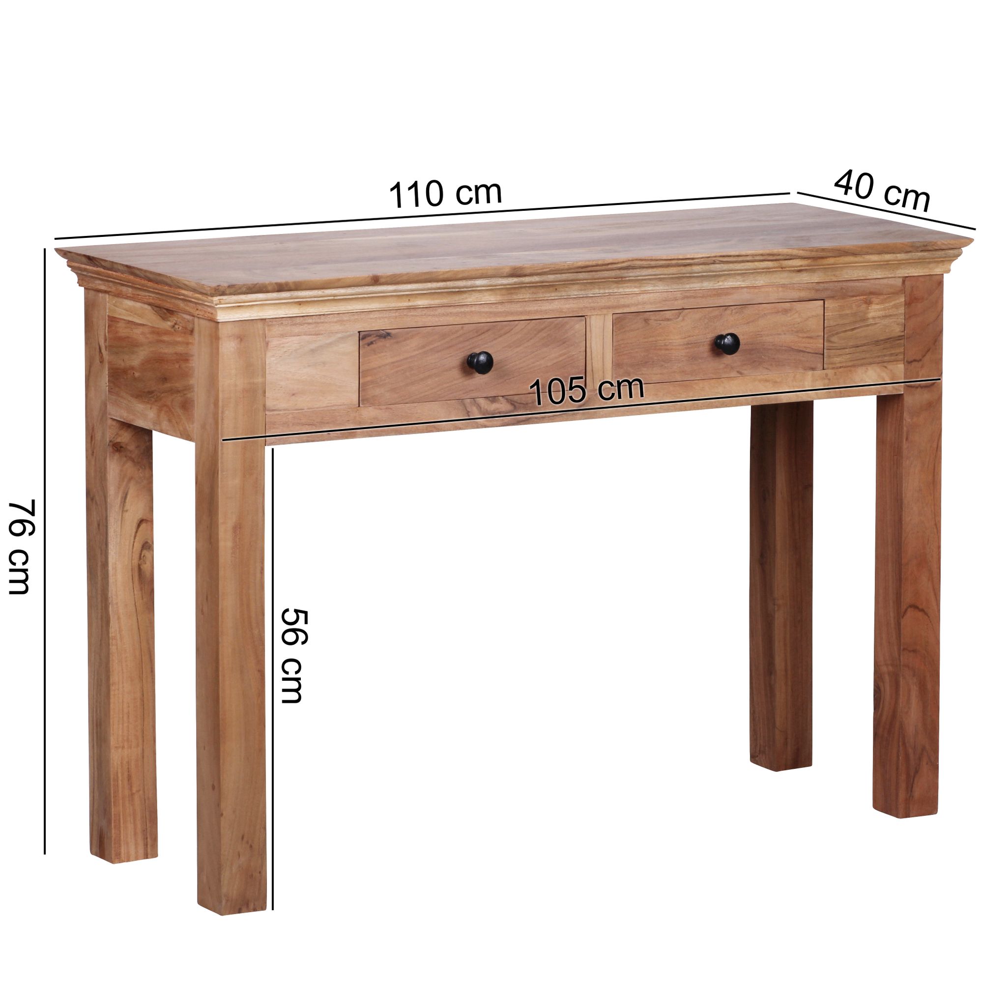 KADIMA DESIGN Multifunktionale Konsole im Landhausstil, Akazienholz, 110x40 cm - Platzsparend