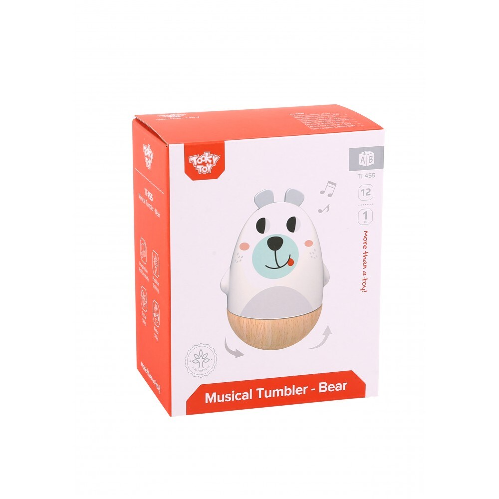 Tooky Toy Kinder Musikspielzeug Bär TF455, aus Holz, Wackelbär, Musikfunktion weiß
