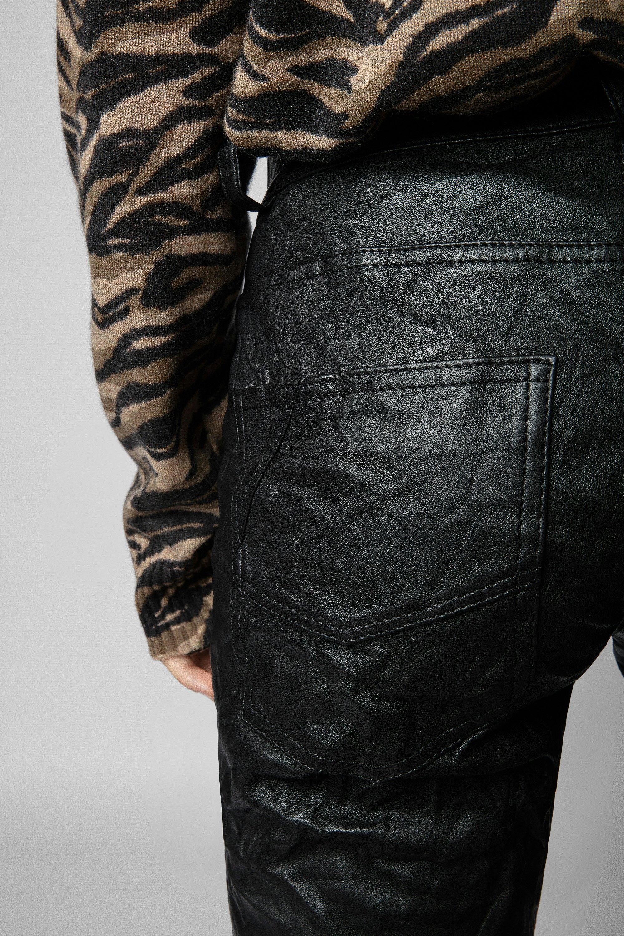 Pantalon Hippie Cuir Froissé