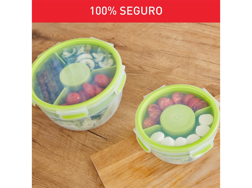 CAIXA PARA SNACKS E REFEIIÇÃO TEFAL REDONDA COM 3 DIVISÓRIAS 1L