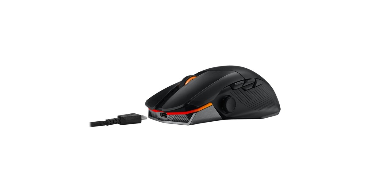 ASUSROG Chakram X Origin gaming muis  (Zwart, 100 - 36,000 dpi, USB 2.0, Bluetooth, 2,4 GHz, RGB leds)