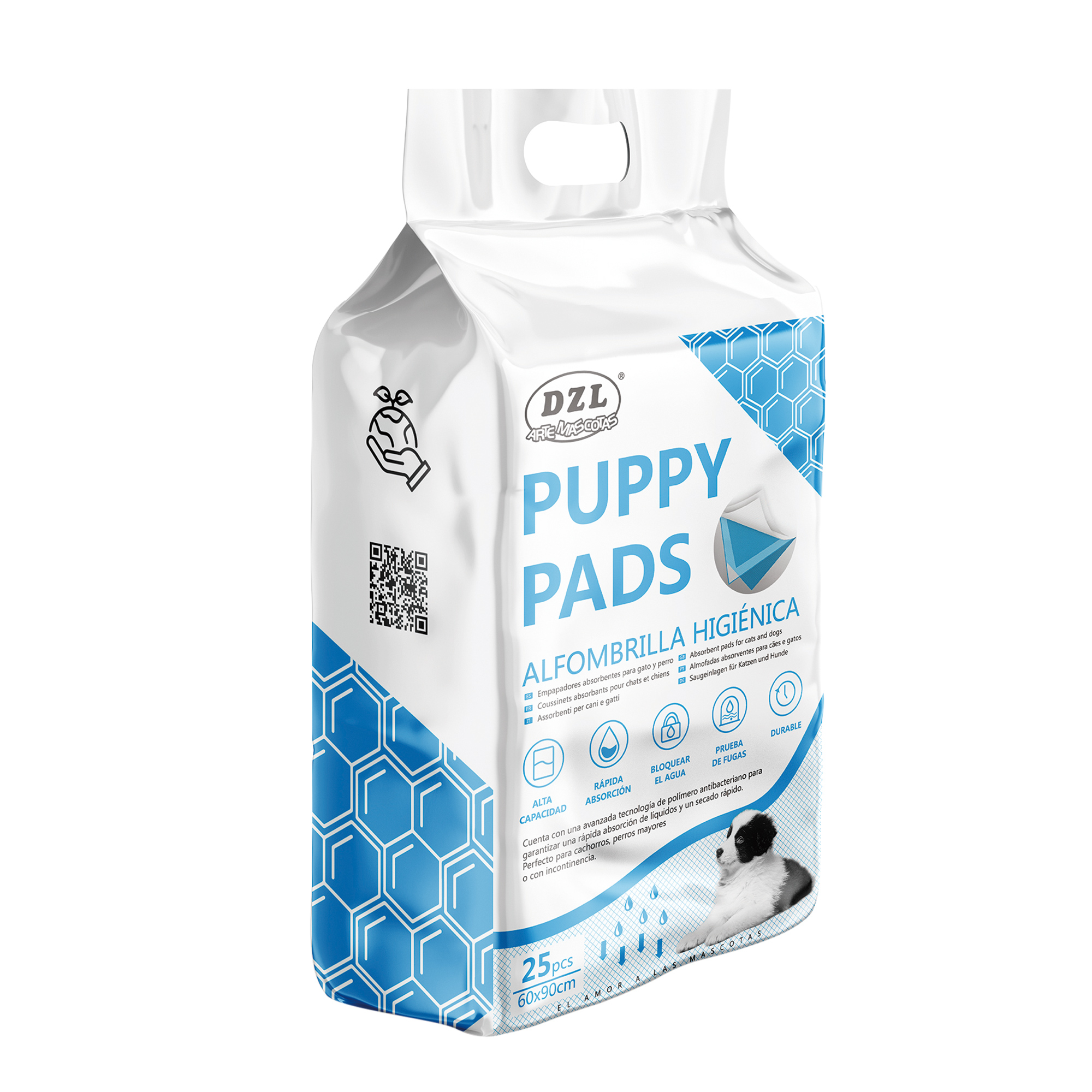 Tapetes higiênicos para cães, 60 x 90 cm, pacote com 25 unidades.