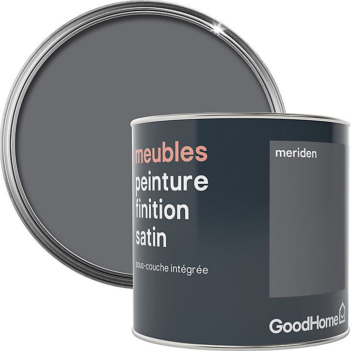 Peinture de rénovation meubles GoodHome gris Meriden satin 0,5L