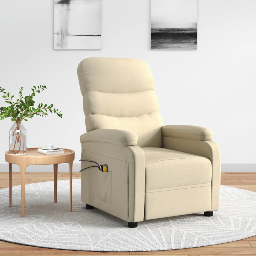 vidaXL Elektrische massagestoel, crème, stof