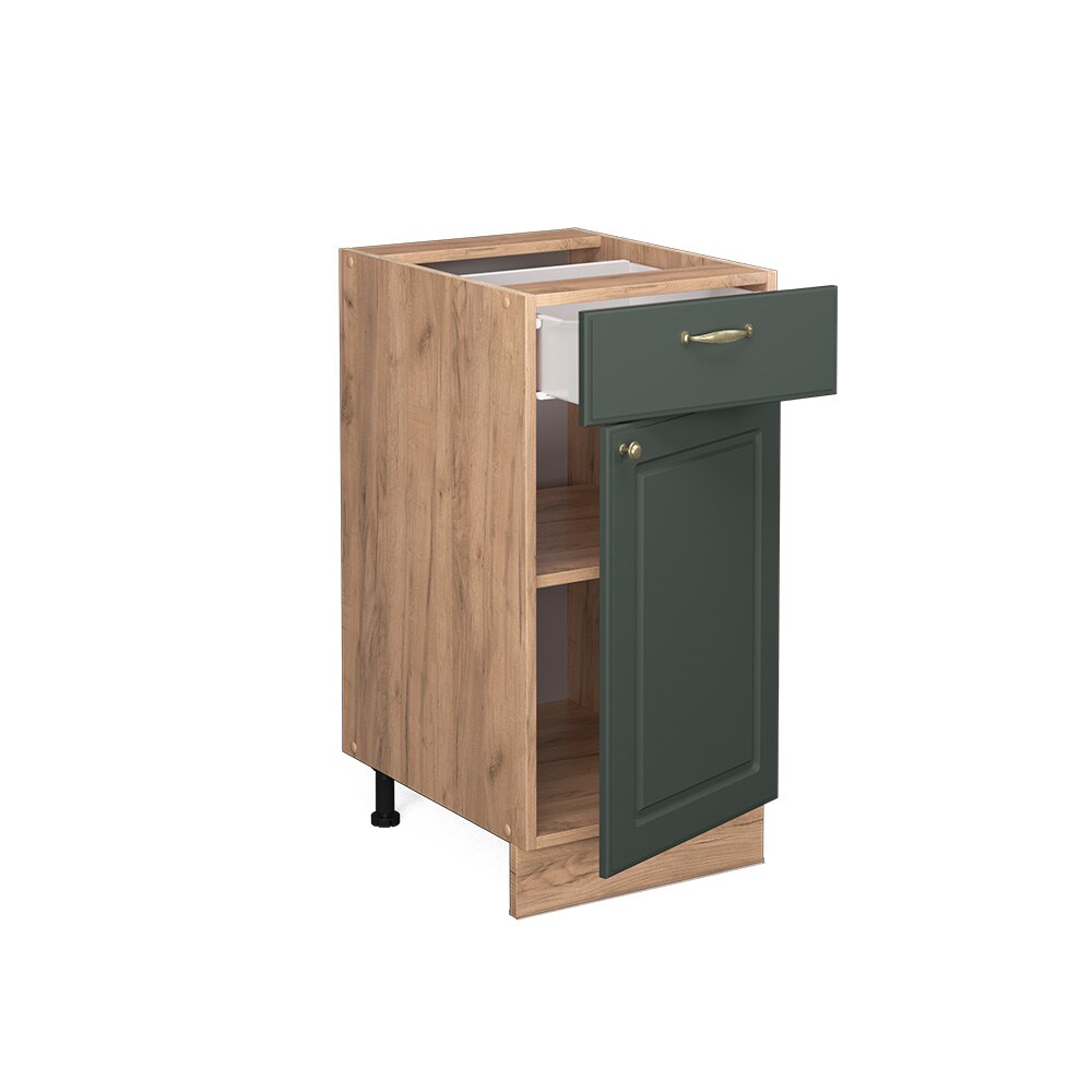 Vicco Schubunterschrank Küchenschrank Küchenmöbel Fame-Line Eiche Grün-Gold Landhaus 40 cm Küche Einbauküche Drehtür Schublade Einlegeboden Blende Küchenzeile