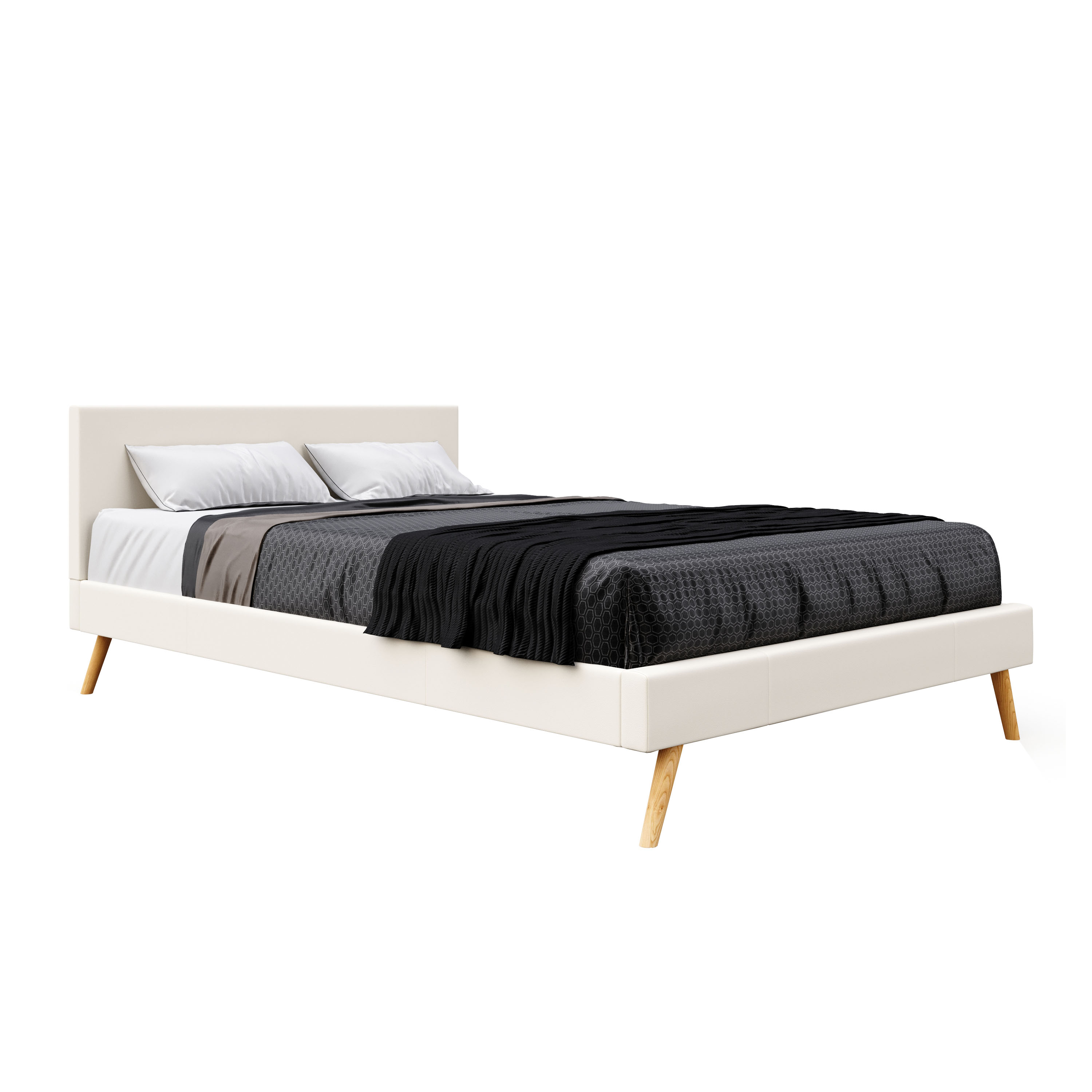 Lederbett ELVAR 140 x 200 cm weiss