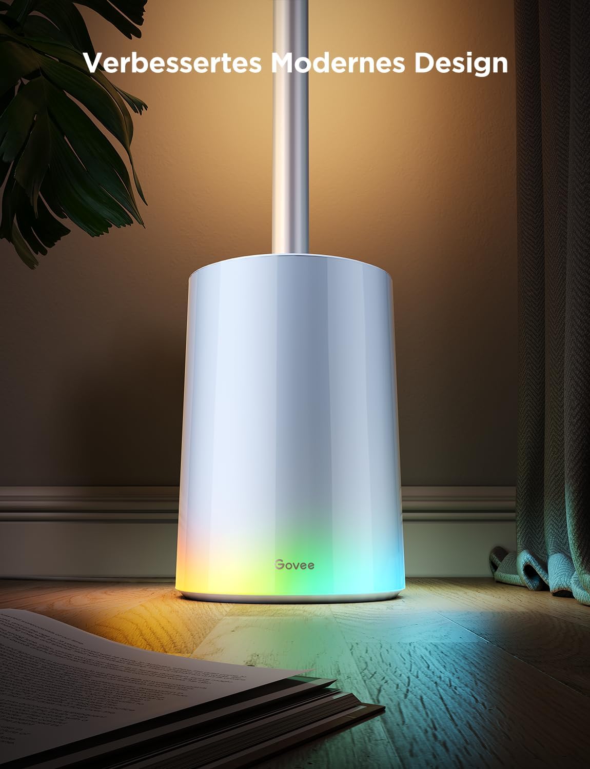Govee RGBIC Stehlampe, LED-Stehlampe mit über 64 Szenen, DIY-Modus, Musiksynchronisation, 1700 Lumen, Moderne Lampe für Schlafzimmer, Arbeit mit Alexa und Google Assistant, App-Steuerung, Grau, H607C