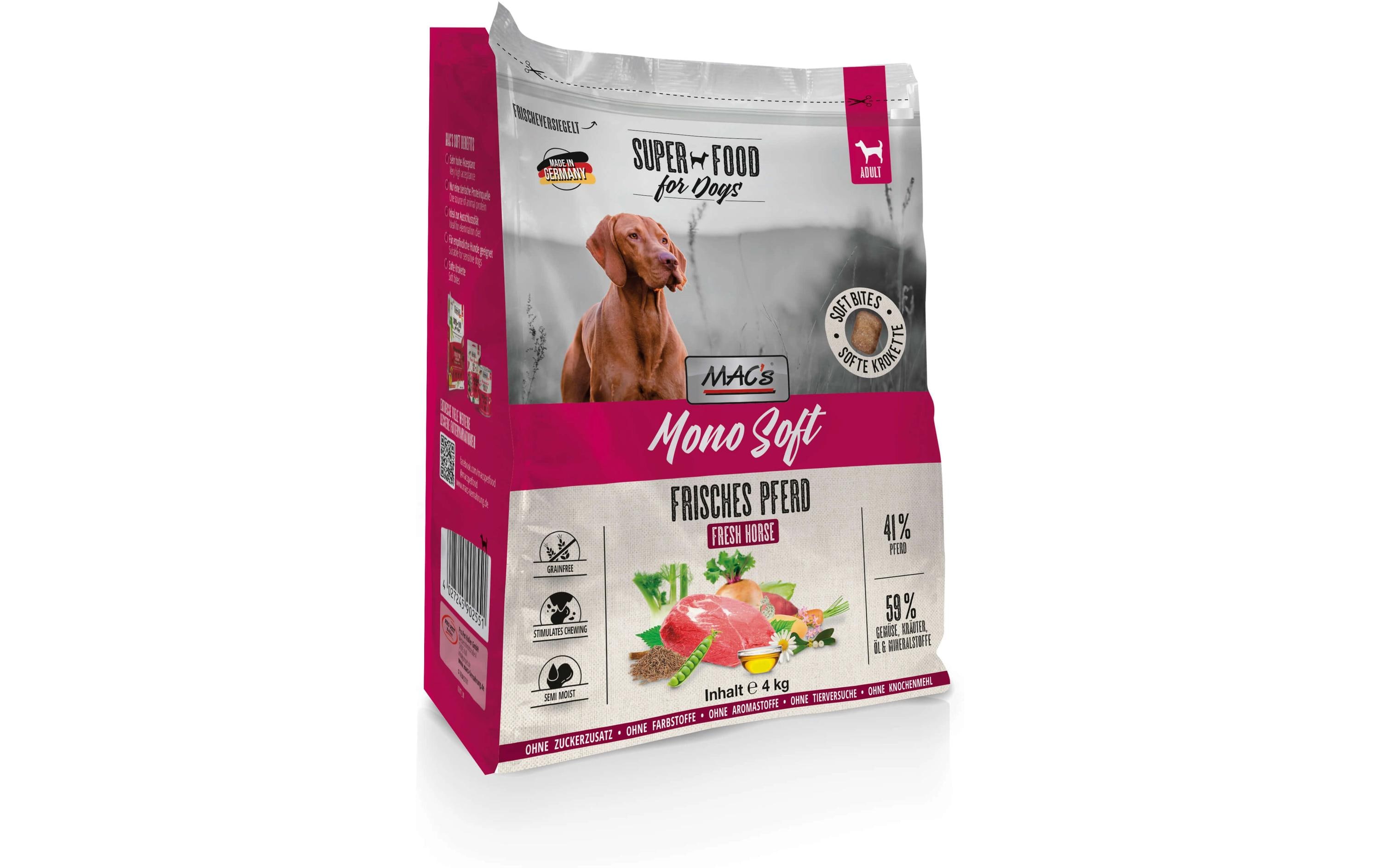 Halbfeuchtfutter Mono Soft Frisches Pferd 4 kgAlleinfuttermittel für ausgewachsene Hunde