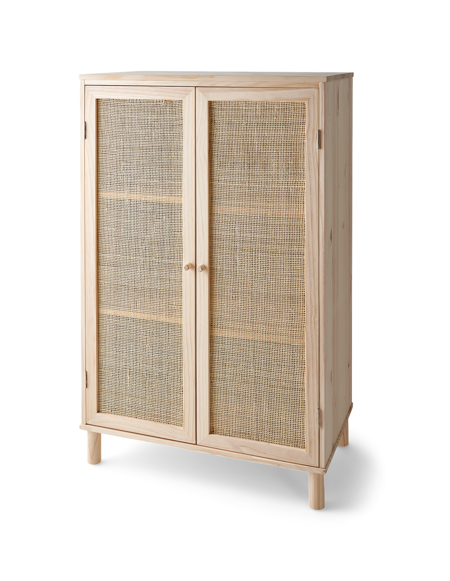 Træskab | Fyrretræ/rattan. 70 x 40 x 110 cm. | Nature