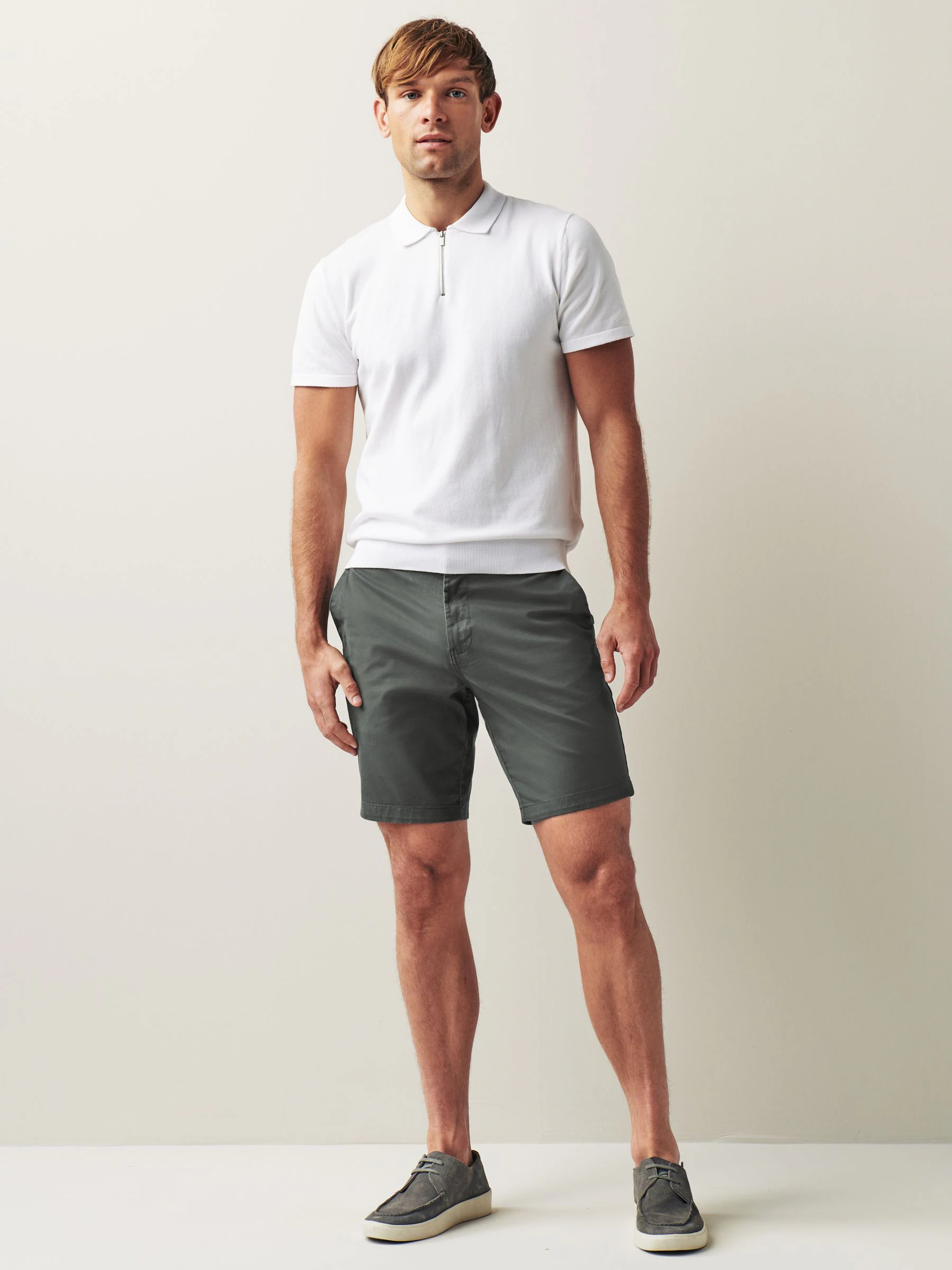 Antraciet - Straight fit - Chinoshort met stretch