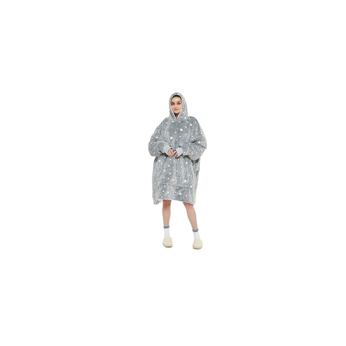 Filt hoodie Oversized - Stjärnor