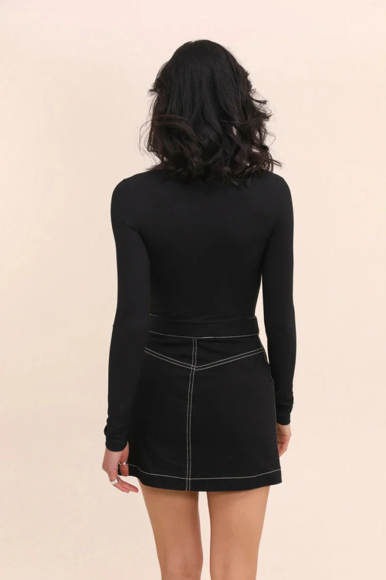 A-bee Long Sleeve Mock Neck Bodysuit 1603 black