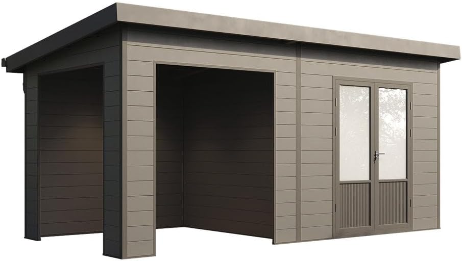Finnhaus Wolff WPC Gerätehaus Tona 5024 28 Anthrazit Gerätehaus aus Holz/Kunststoff in Anthrazitgrau, Geräteschrank mit 28 mm Wandstärke inklusive Schleppdach Gartenhaus