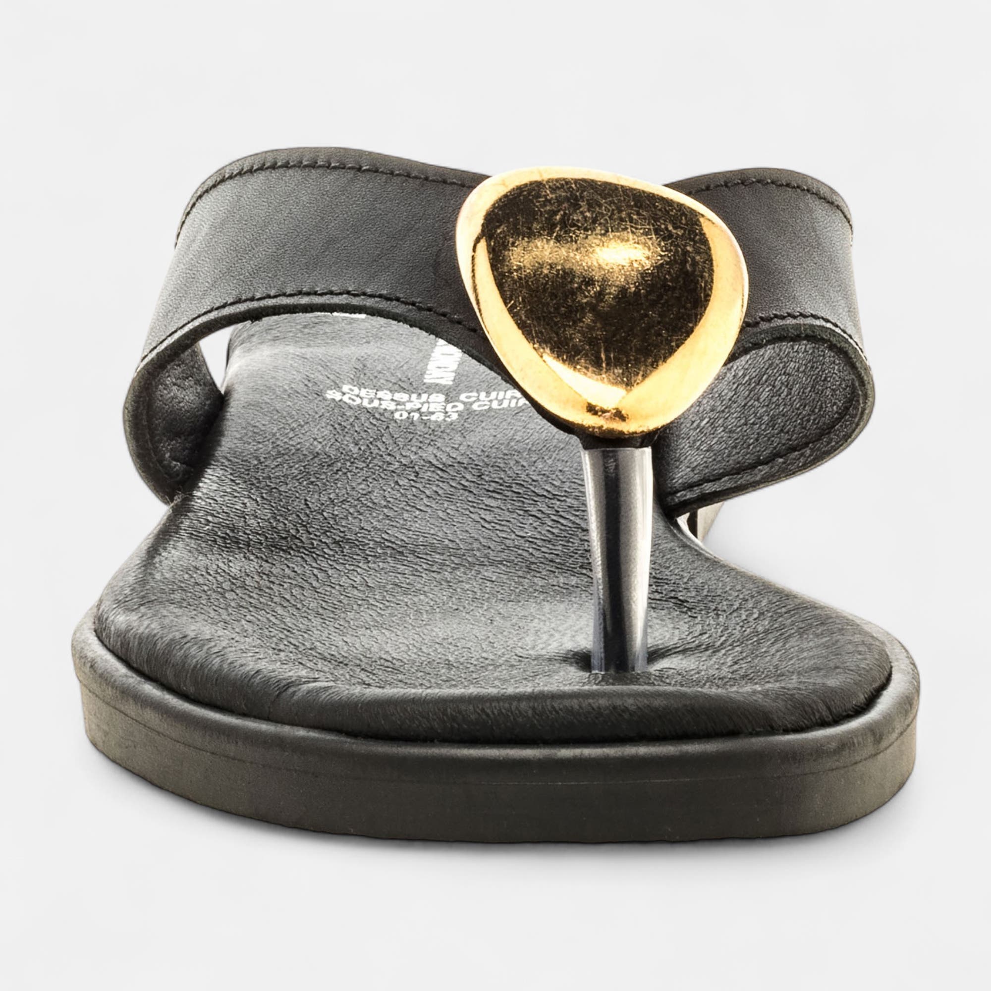 Entre-doigts Femme en cuir noir