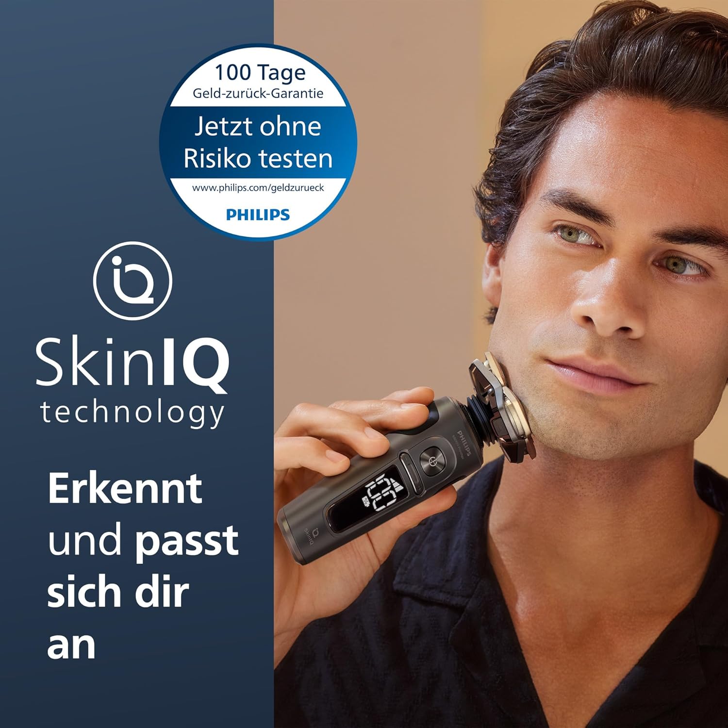 PHILIPS Shaver S9000 Prestige, elektrischer Nass- und Trockenrasierer, Gold, SkinIQ Technologie, Reiseetui, Qi-Ladepad, Präzisionstrimmer, Nasenhaartrimmer und Reinigungsstation, Modell SP9882/36