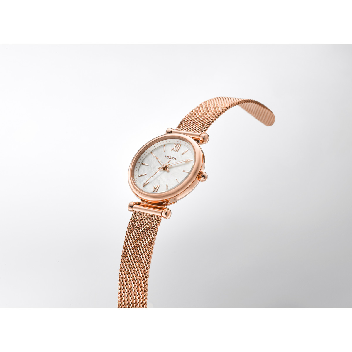 Montre Fossil femme acier doré rose milanais