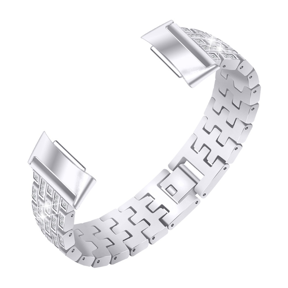 Fitbit Charge 6 / 5 Edelstahl Schmuckarmband mit Glitzersteinen - Silber