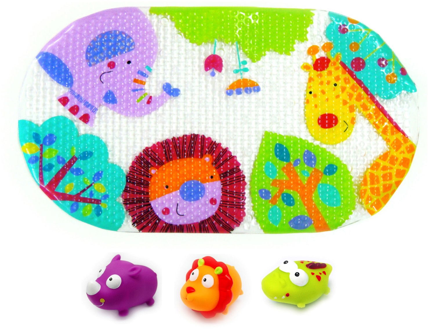 Knorrtoys® Badespielzeug »Escabbo® Bademattenset, Dschungelsafari« mit drei Wasserspritzfiguren