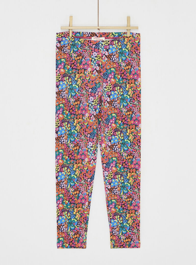 Legging à fleurs multicolores pour fille