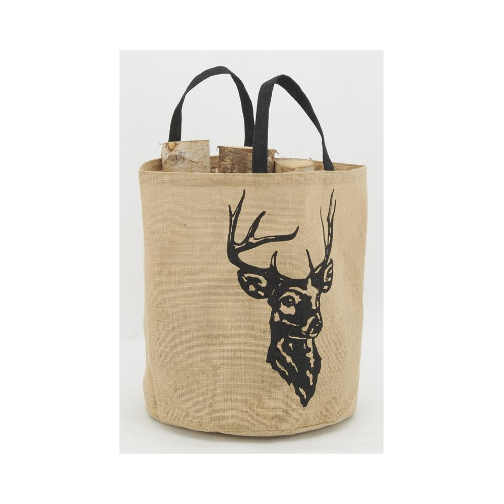 Sac rond en jute naturel plastifié cerf