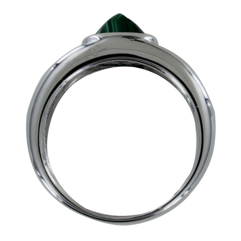 Bague Argent Large Pyramide Malachite