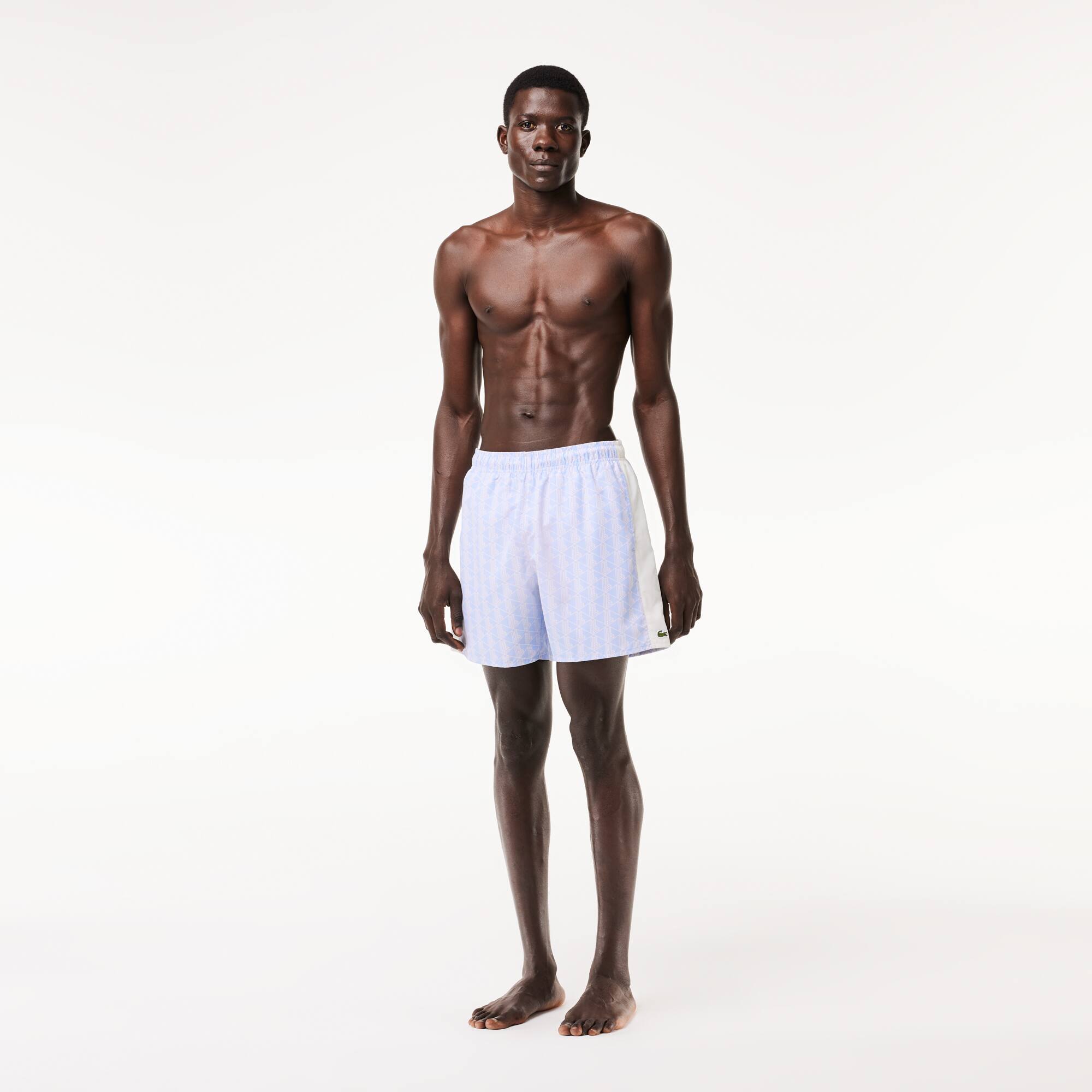 LACOSTE Badehose mittellang mit Monogramm-Aufdruck Badebekleidung - Blau - Lacoste - Herren