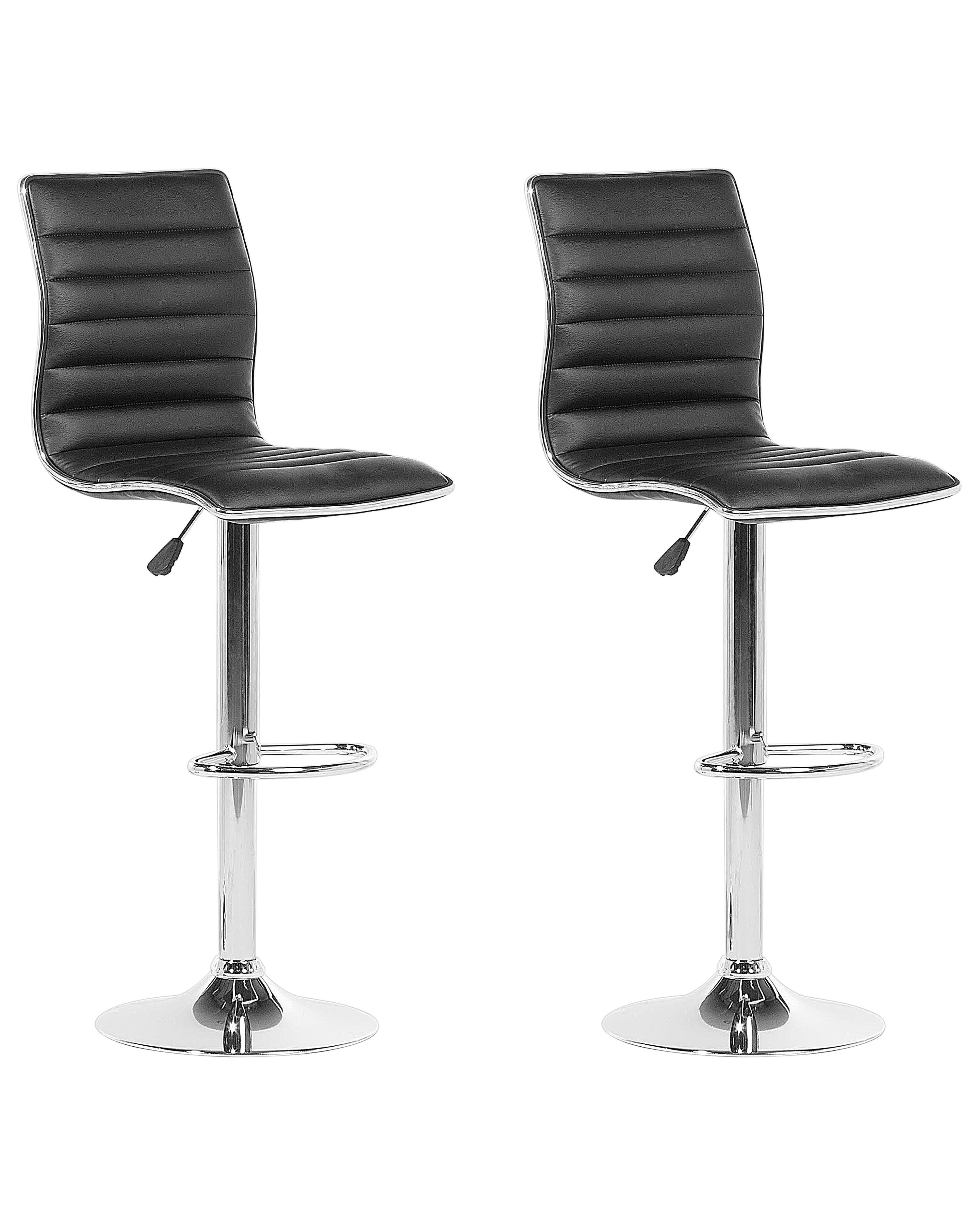 Set van 2 barstoelen LUCERNE Kunstleer draaibaar Zwart