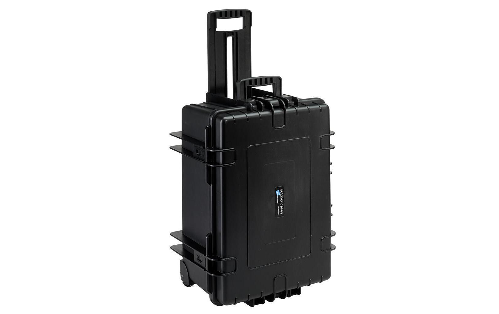 Outdoor-Koffer Typ 6800 SI Schwarz<br>Outdoor-Koffer mit besonderer Höhe für viel Stauraum – Mit Teleskopgriff und leicht laufenden Rollen