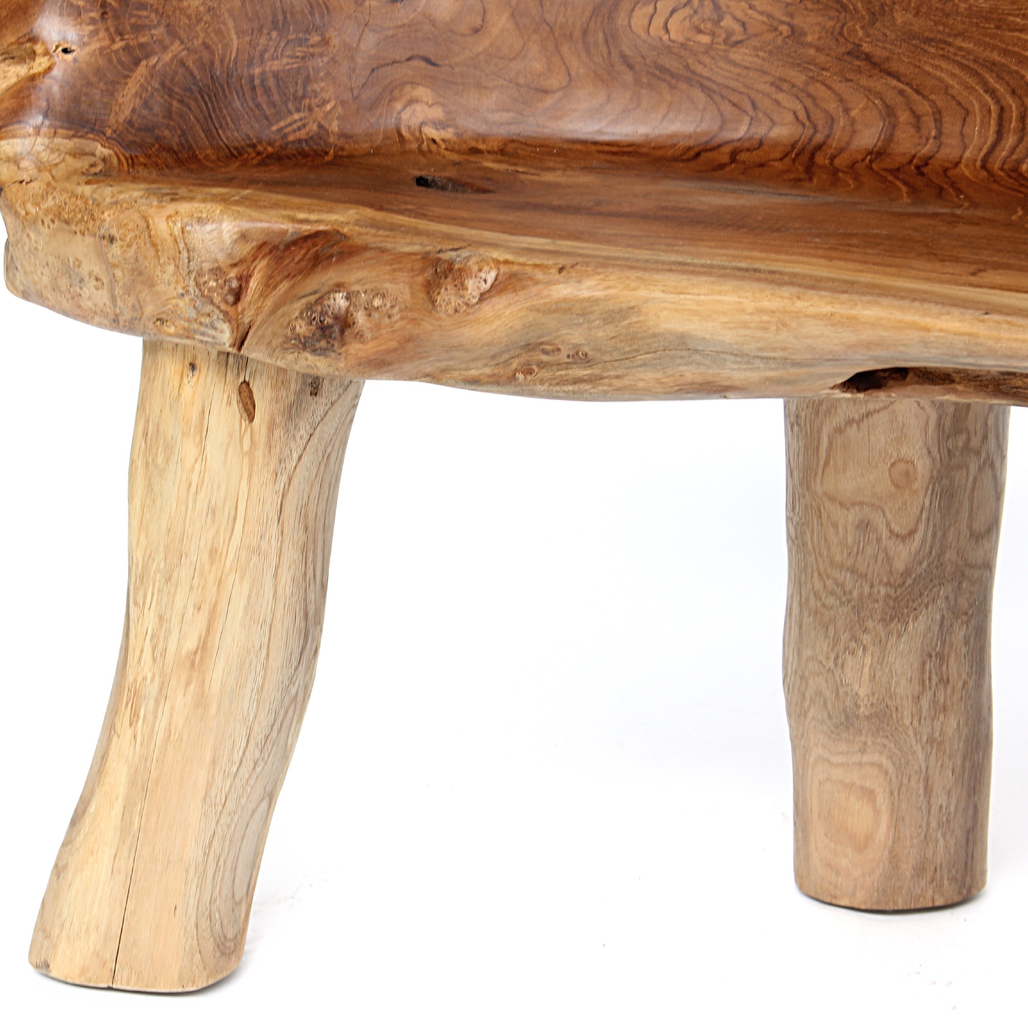 Massivholz-Bank aus Teakbaumwurzel, braun, T 60 cm, B 170 cm, H 90 cm von fischer's lagerhaus