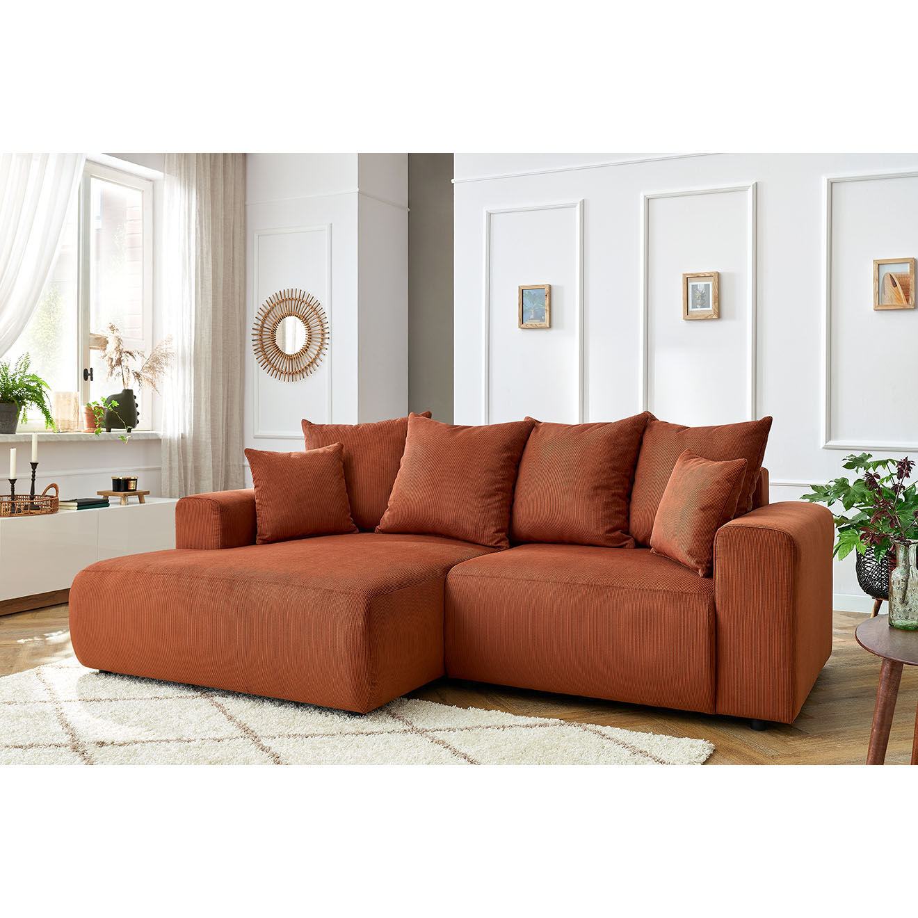 Bobochic Canapé d'angle fixe gauche Enjoy orange - 237x147x95 cm
