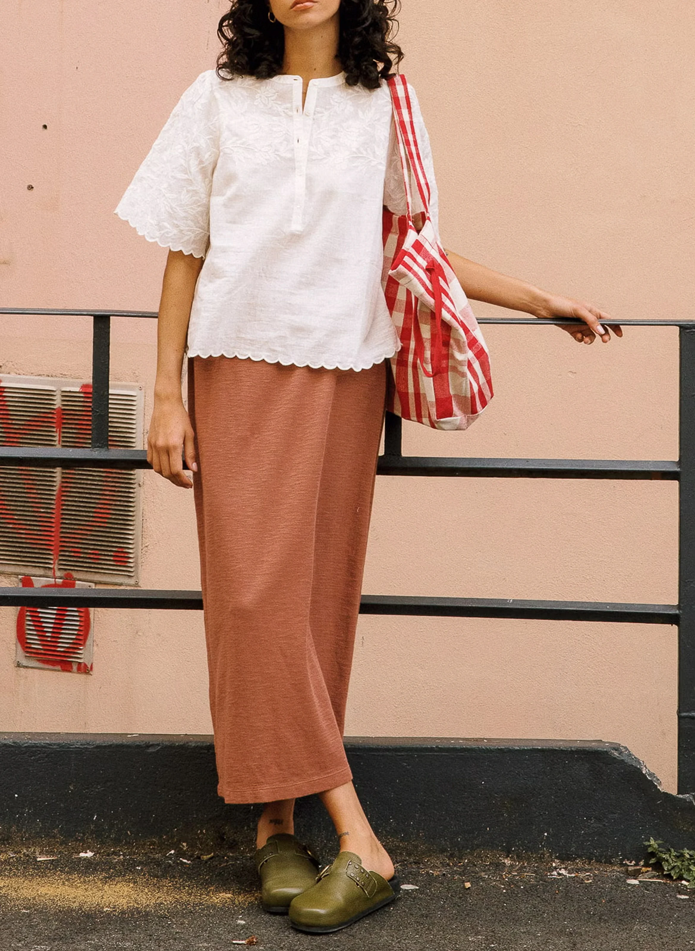 Blouse col rond en coton | Blanc