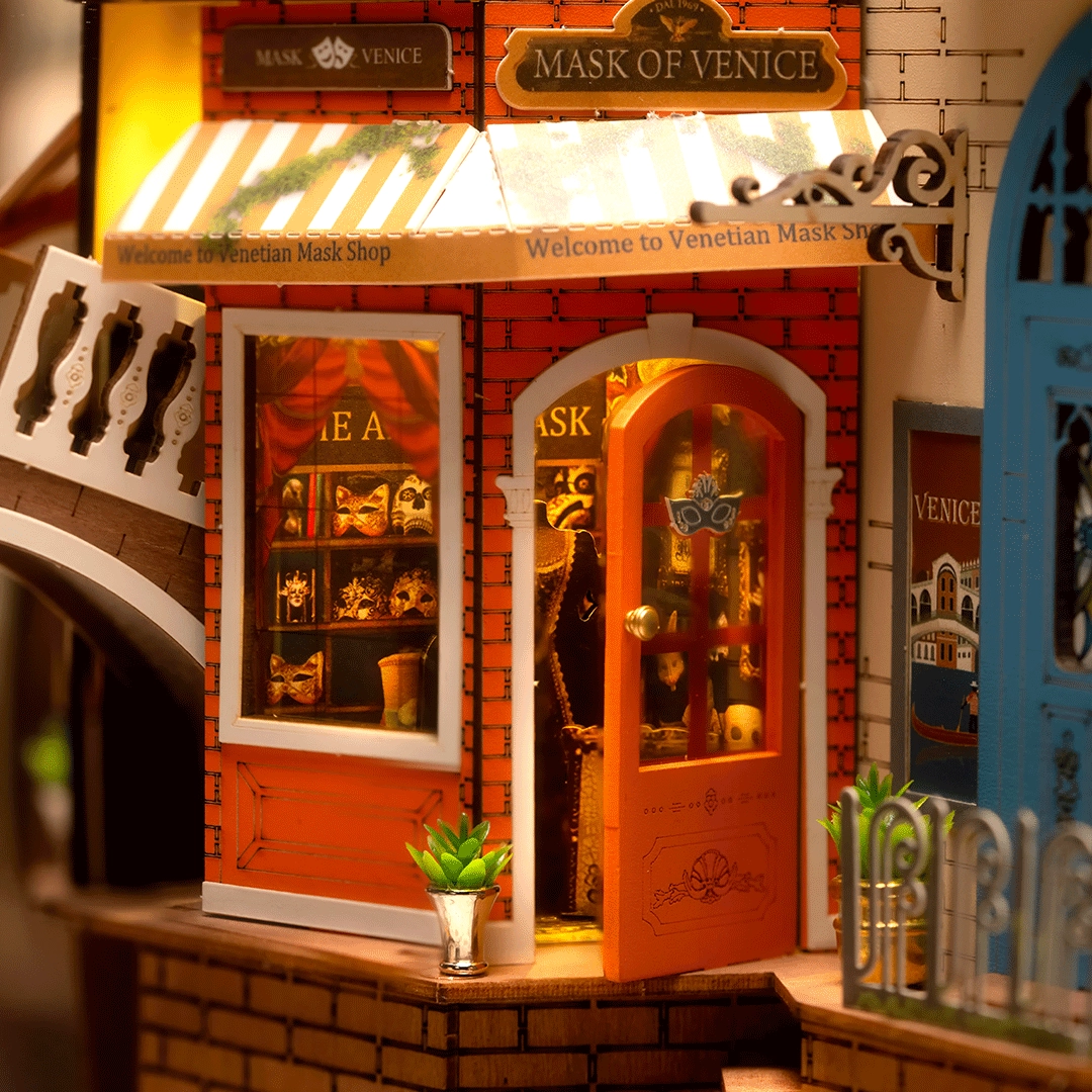 (110-tlg. Set) Rolife Book Nook Modell Bausatz DIY Miniatur Haus mit Licht Home Deko Buchstütze für Erwachsene (TGB08) - Romantic Venice
