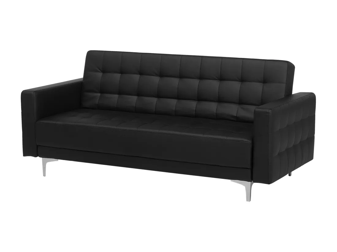 Ensemble canapé et fauteuils en cuir PU noir 5 places ABERDEEN