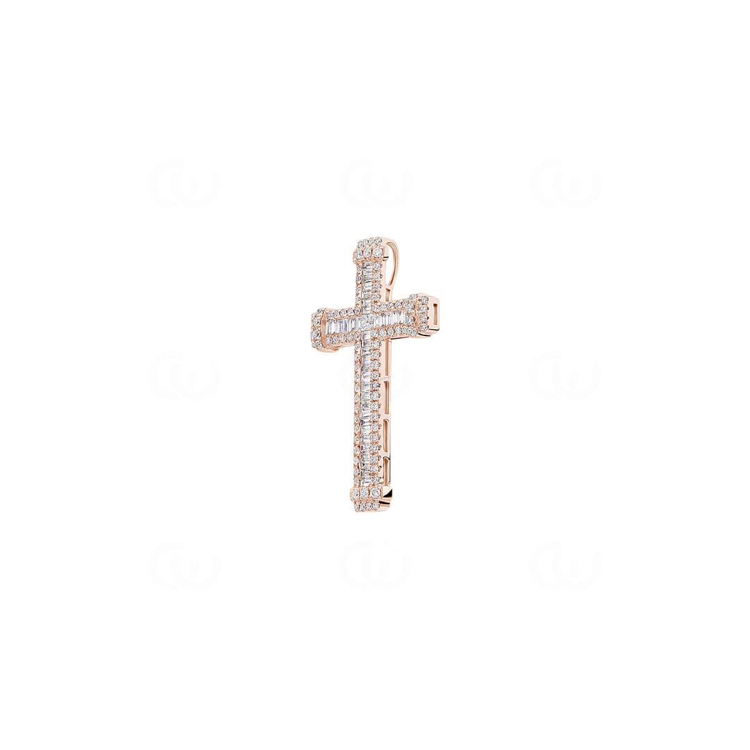 Kreuzanhänger 750/18 K Roségold mit Diamanten 0.87 ct H/si